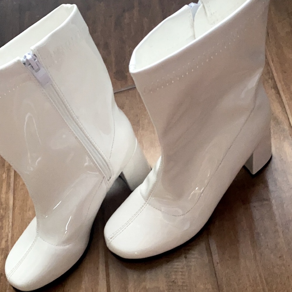 White Pleather Booties